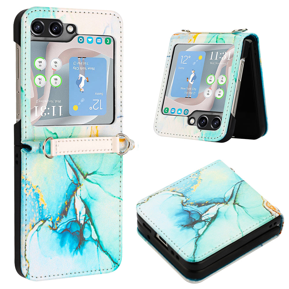 YB Pattern Printing Leather Series-5 for Samsung Galaxy Z Flip5 5G Phone Case Marble Pattern PU Leather Cover YB Pattern Printing Leather Series-5 for Samsung Galaxy Z Flip5 5G Phone Case Marble Pattern PU Leather Cover